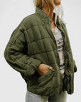 Women's green quilted lined jacket with relaxed fit