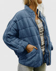 Women's green quilted lined jacket with relaxed fit