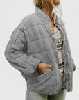 Women's green quilted lined jacket with relaxed fit