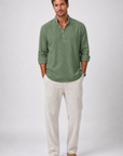 Men's Shirt Long Sleeve Henley Relaxed Fit 0