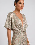 Elegant Maxi Dress With Twisted V-Neck Detail