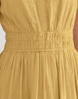 Womens Dress Smocked Waist Short Sleeves Midi