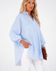 Blouse Striped Long Sleeve Relaxed Fit