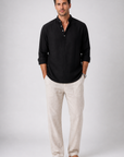 Men's Shirt Long Sleeve Henley Relaxed Fit 0