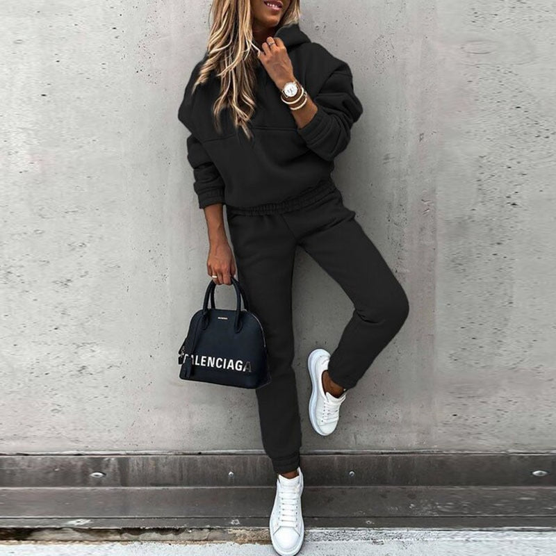 women's hooded two-piece tracksuit joggers