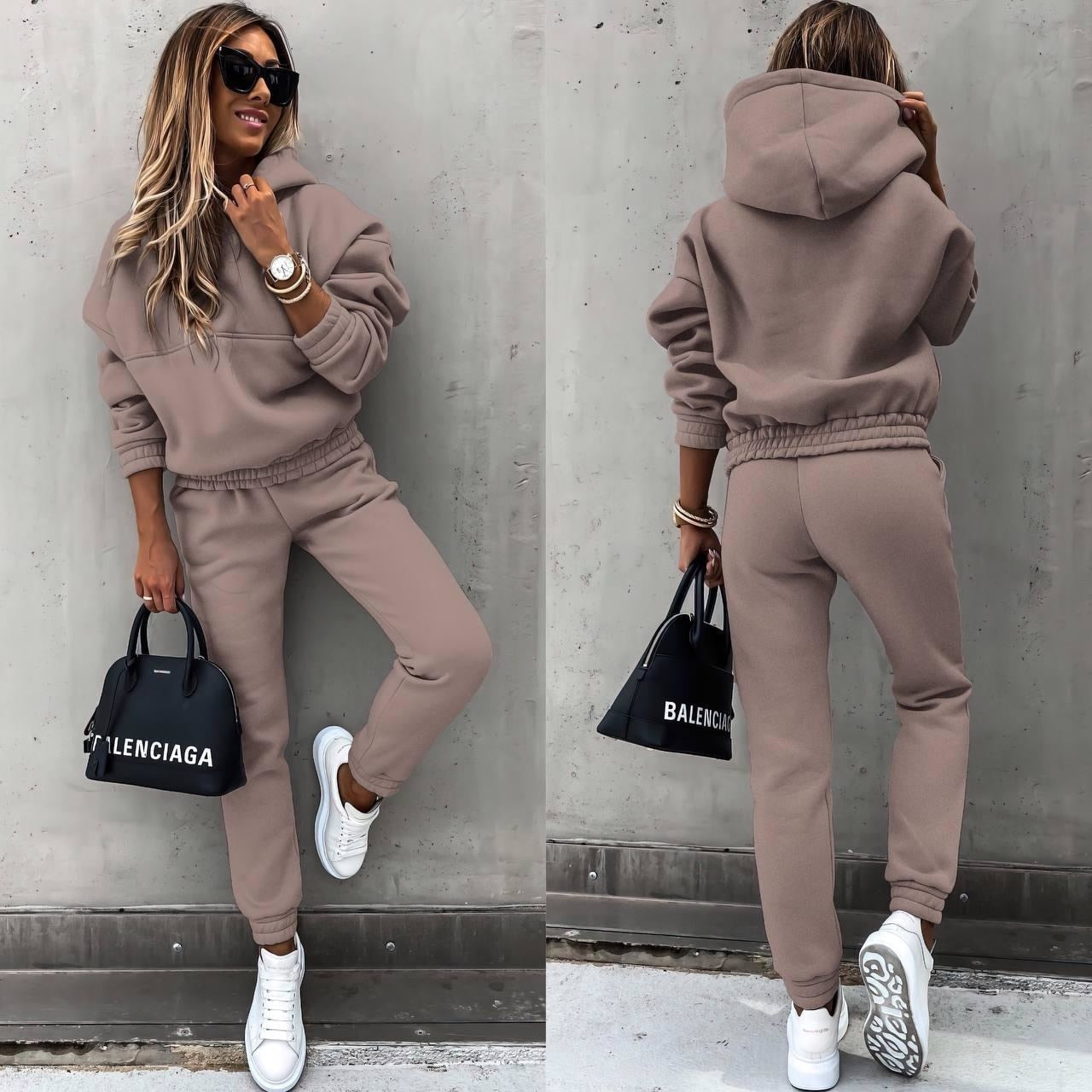 women's hooded two-piece tracksuit joggers