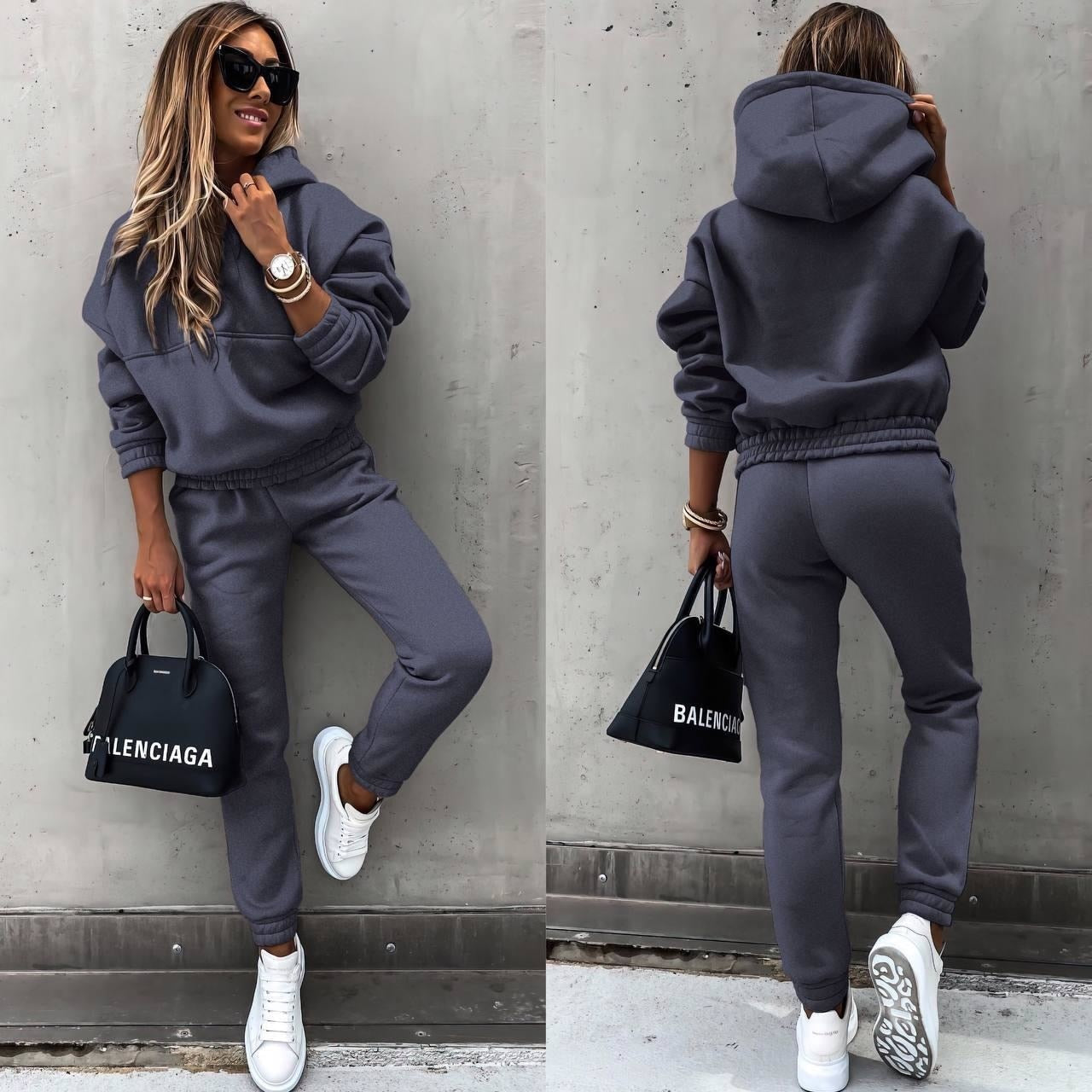 women's hooded two-piece tracksuit joggers