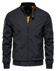 Men's black lightweight zip-up bomber jacket