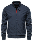 Men's black lightweight zip-up bomber jacket