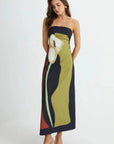 Abstract Calla Lily Maxi Dress With Strapless Neckline 2