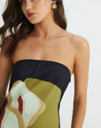 Abstract Calla Lily Maxi Dress With Strapless Neckline 5