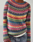 Women's wool jumper in blue, fine knit design, warm winter knitwear for women