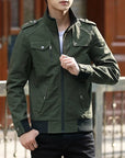 Men's khaki casual utility bomber jacket