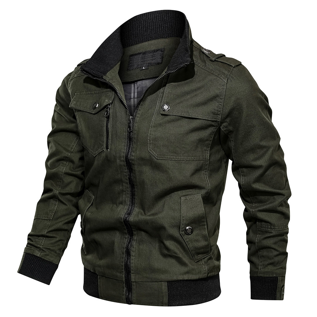 Men's khaki casual utility bomber jacket