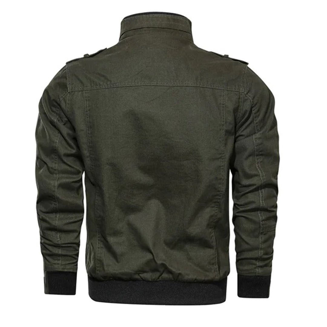 Men's khaki casual utility bomber jacket