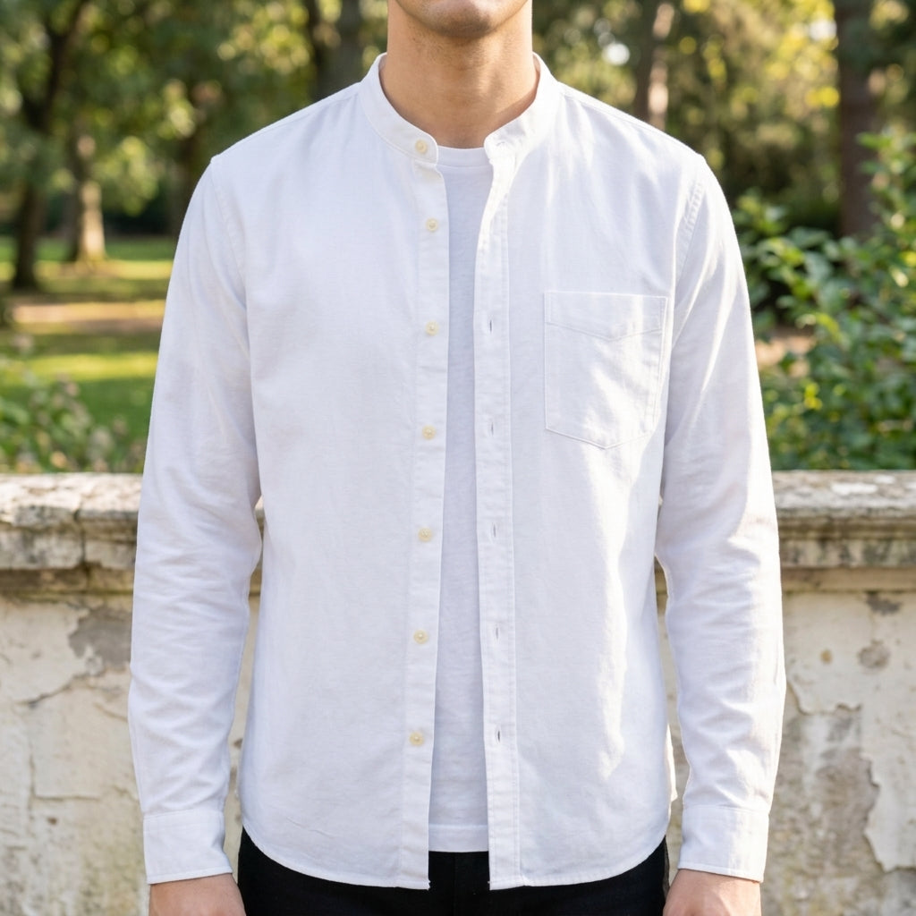 Men's light blue long sleeve button-up shirt