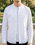 Men's light blue long sleeve button-up shirt