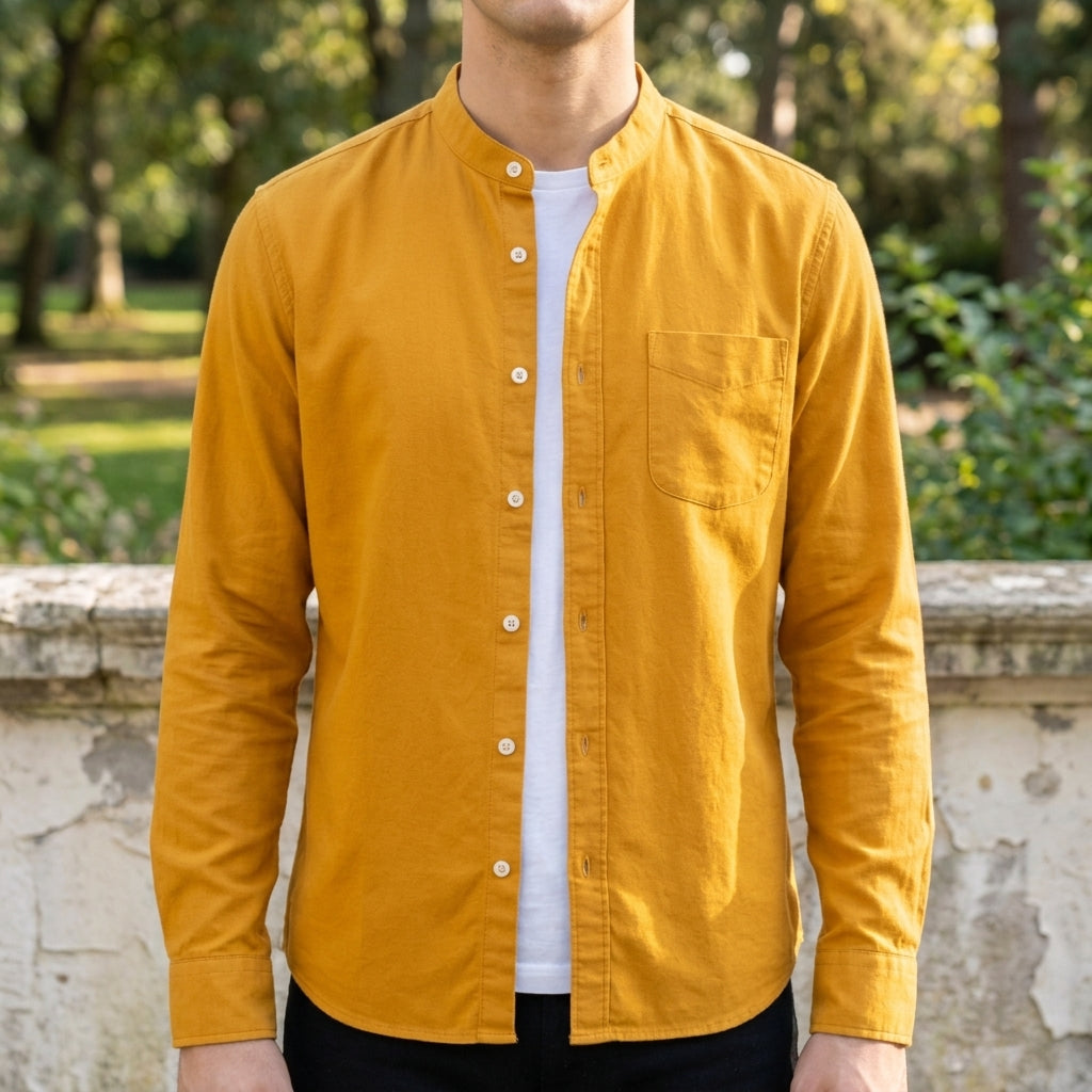 Men's light blue long sleeve button-up shirt