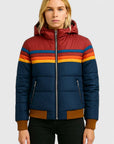 Women's navy blue waterproof hooded rain jacket