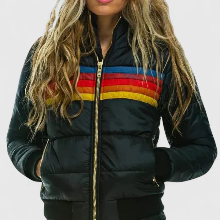 Women's navy blue waterproof hooded rain jacket