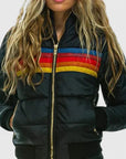 Women's navy blue waterproof hooded rain jacket