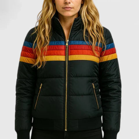 Women's navy blue waterproof hooded rain jacket