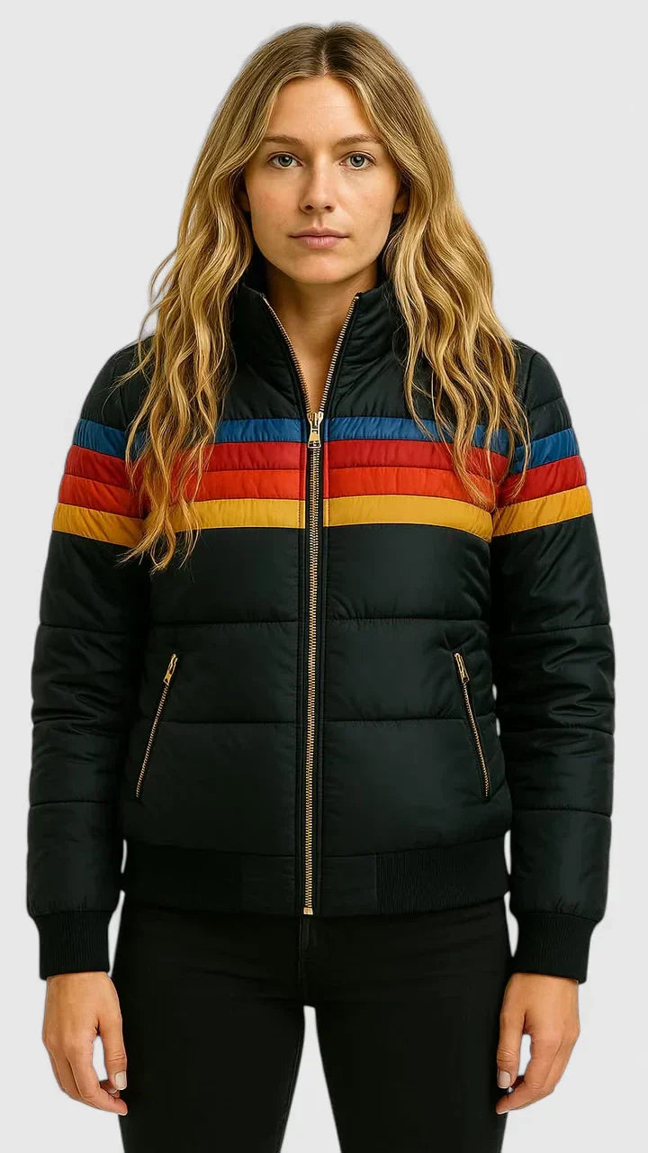 Women's navy blue waterproof hooded rain jacket