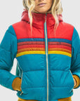 Women's navy blue waterproof hooded rain jacket