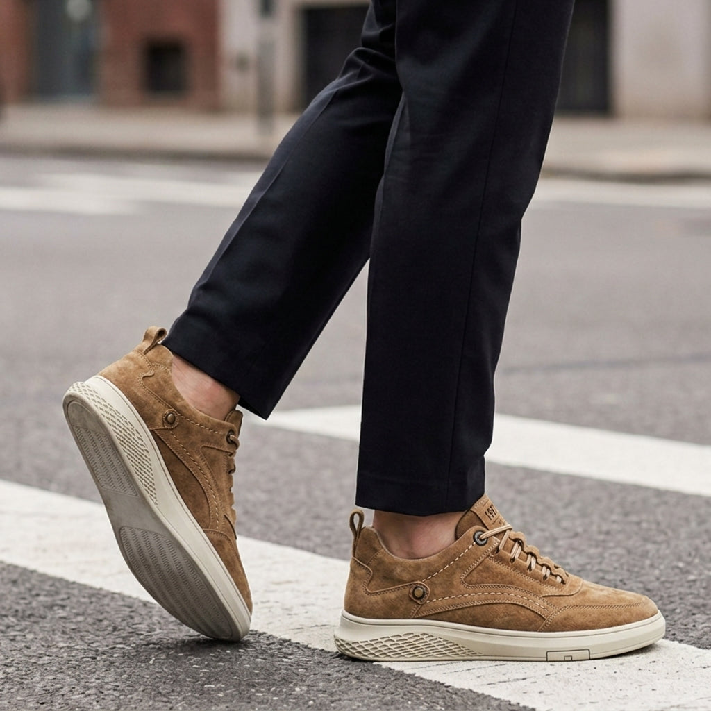 Men's brown retro suede sneakers