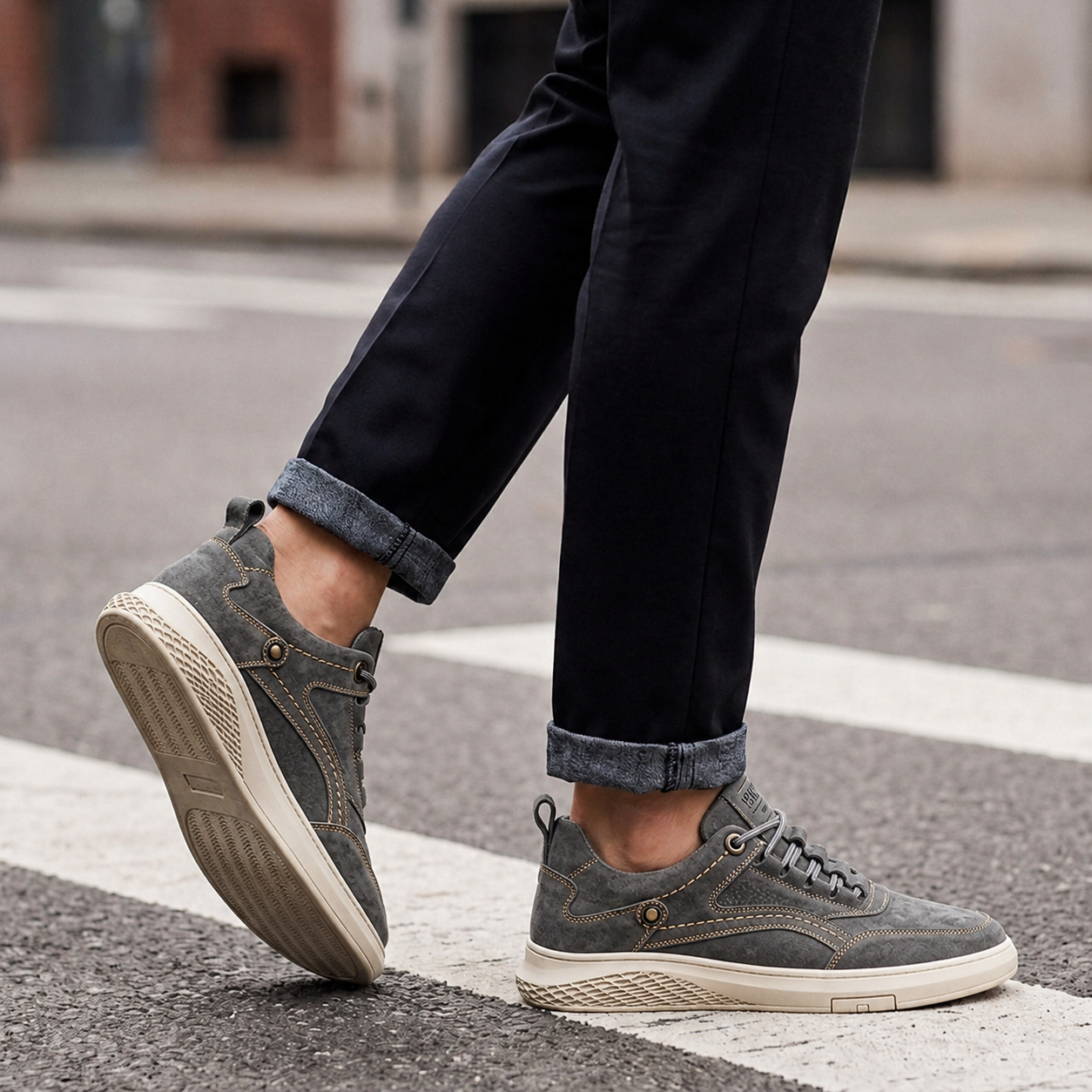Men's brown retro suede sneakers