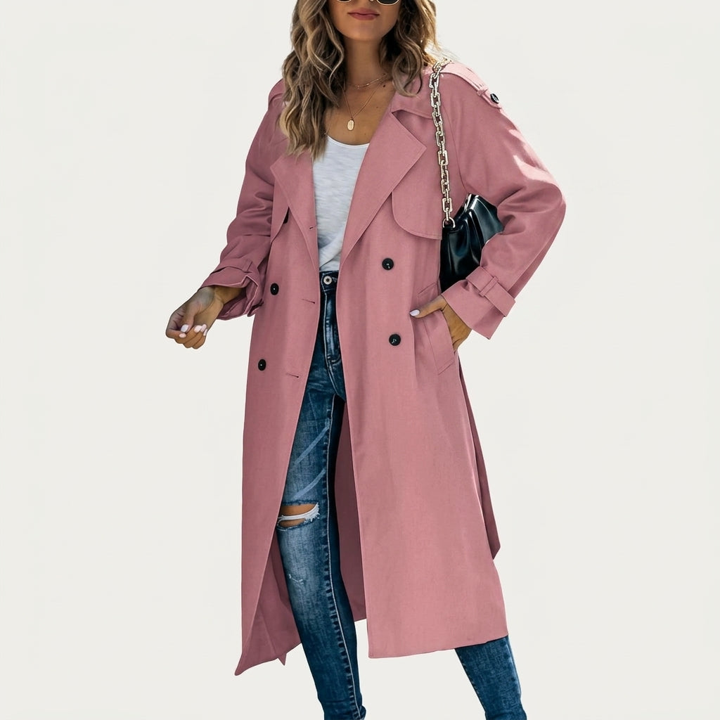 Women's white long trench coat