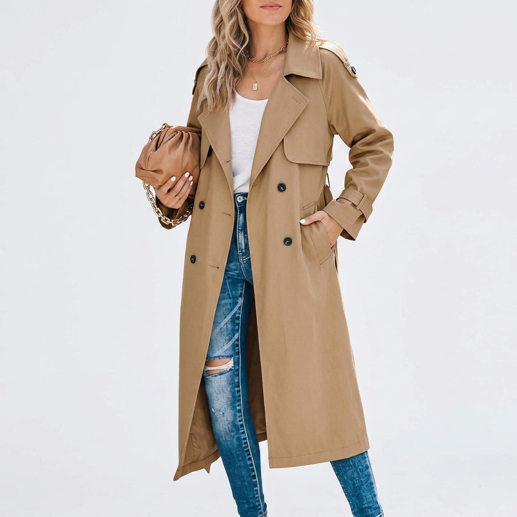 Women's white long trench coat