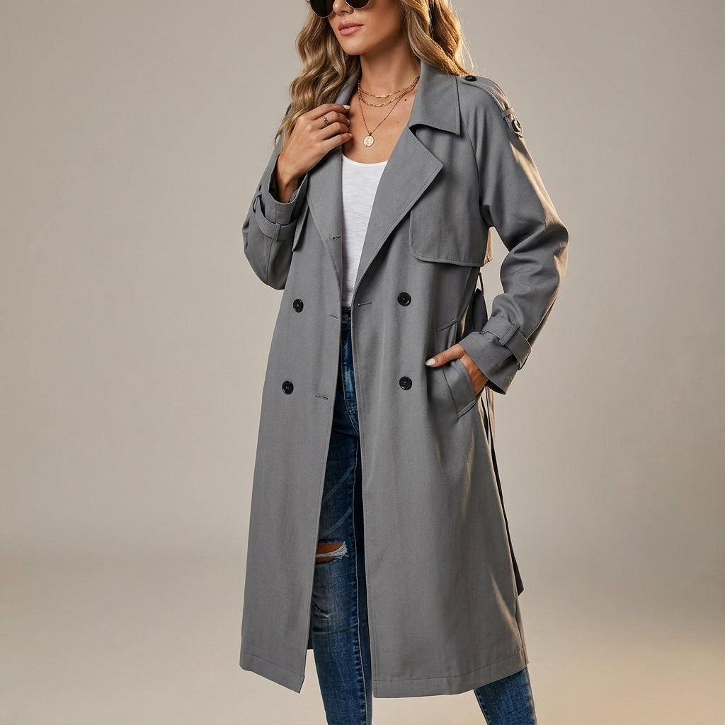Women's white long trench coat