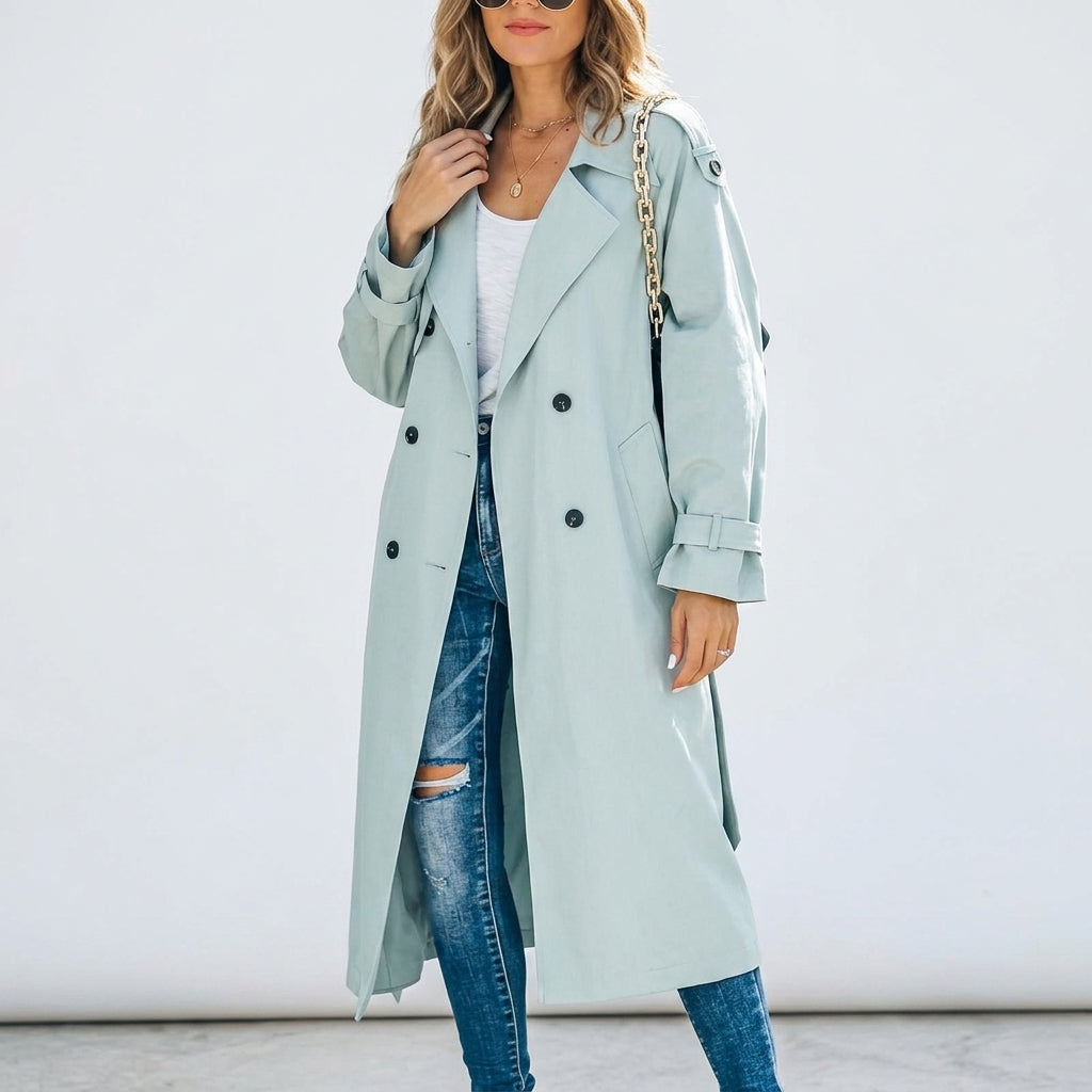 Women's white long trench coat