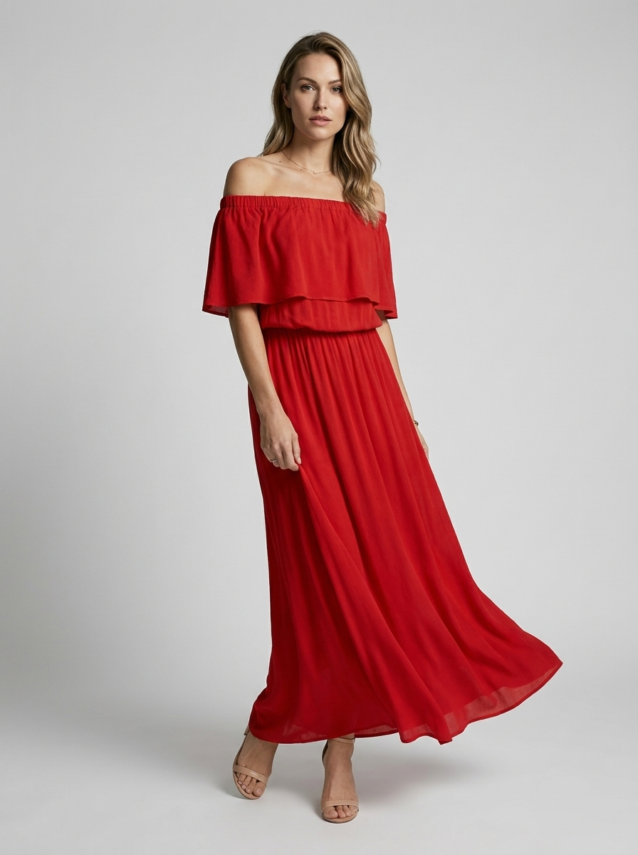 Women’s white women's off-shoulder maxi dress