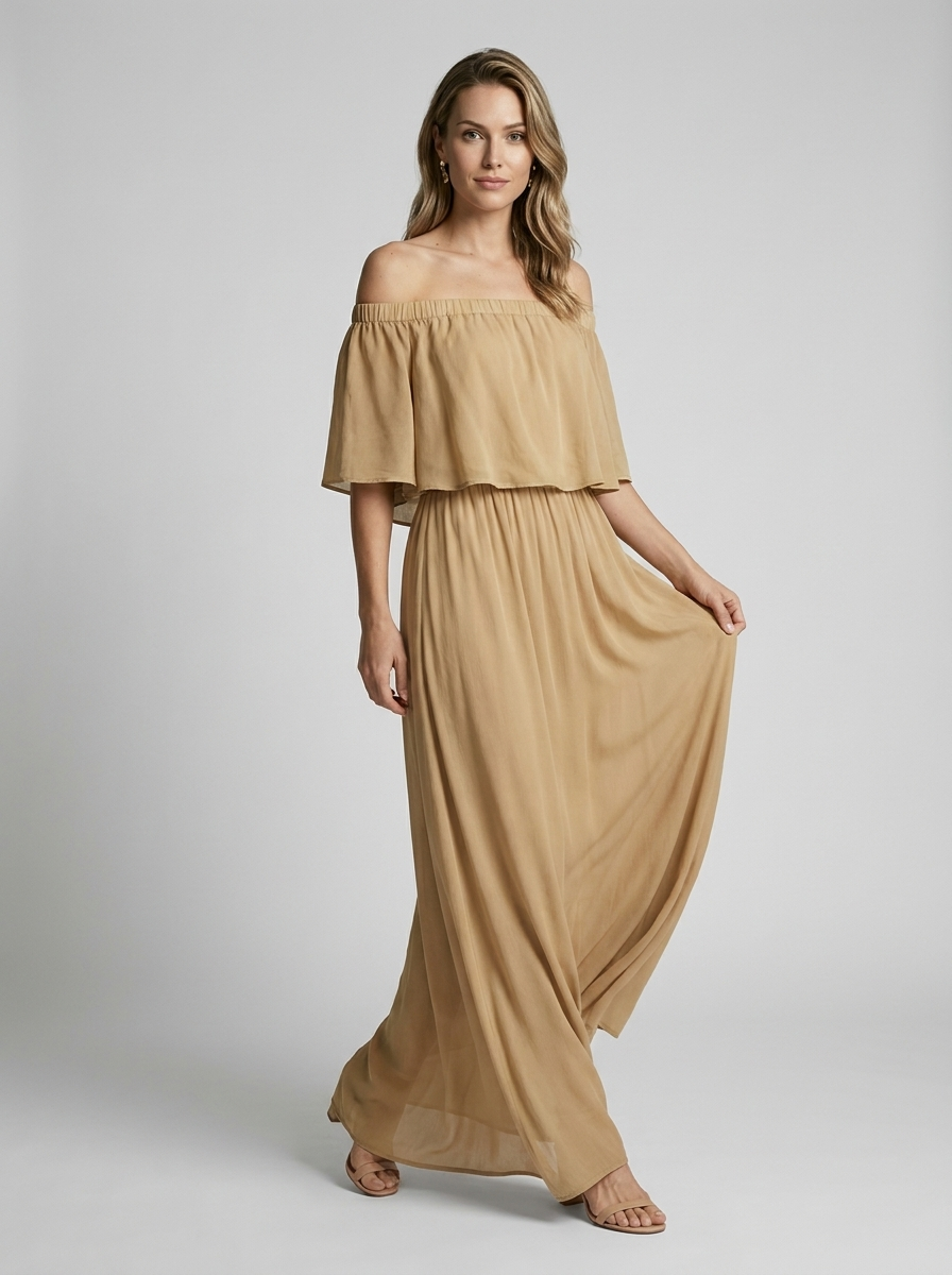 Women’s white women's off-shoulder maxi dress