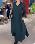 Women’s black women's minimalist maxi dress v-neck