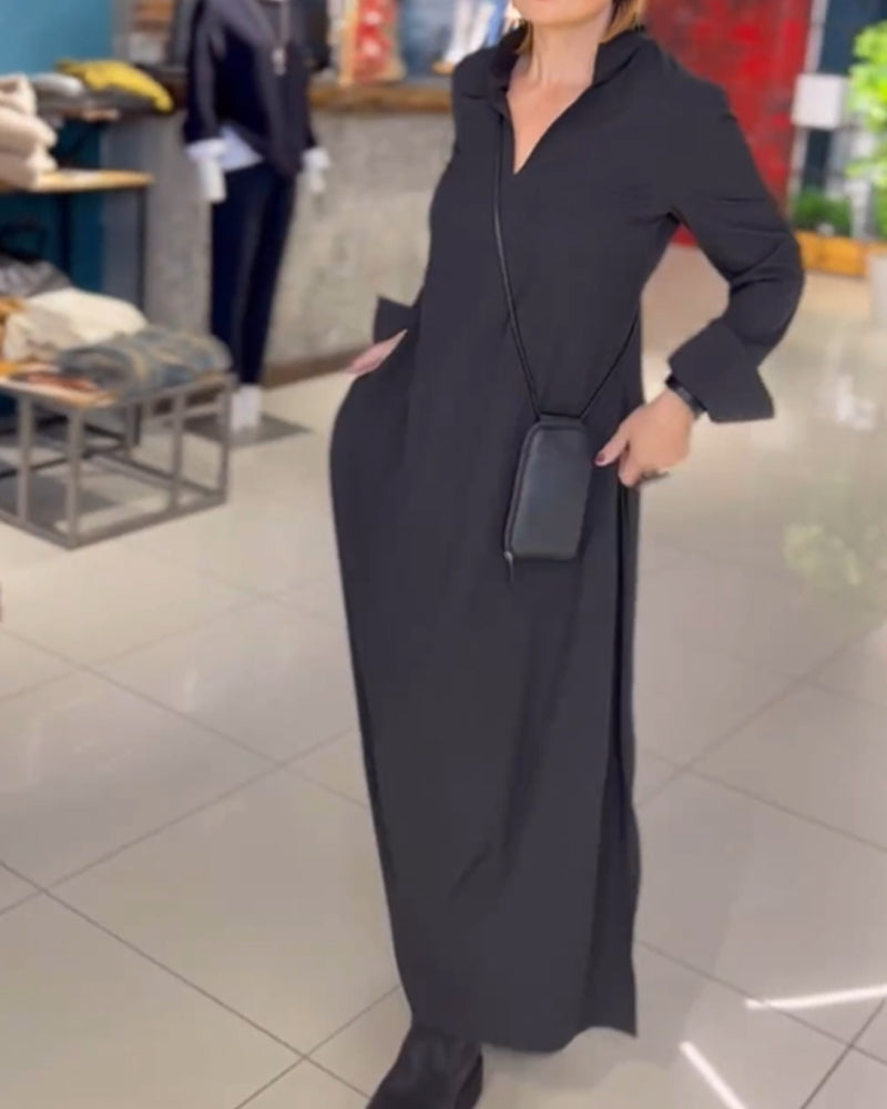 Women’s women's minimalist maxi dress v-neck