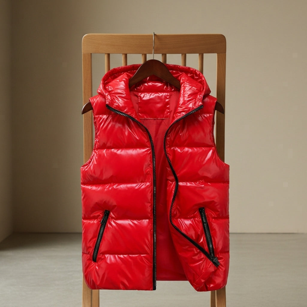 Women's light gray quilted padded vest