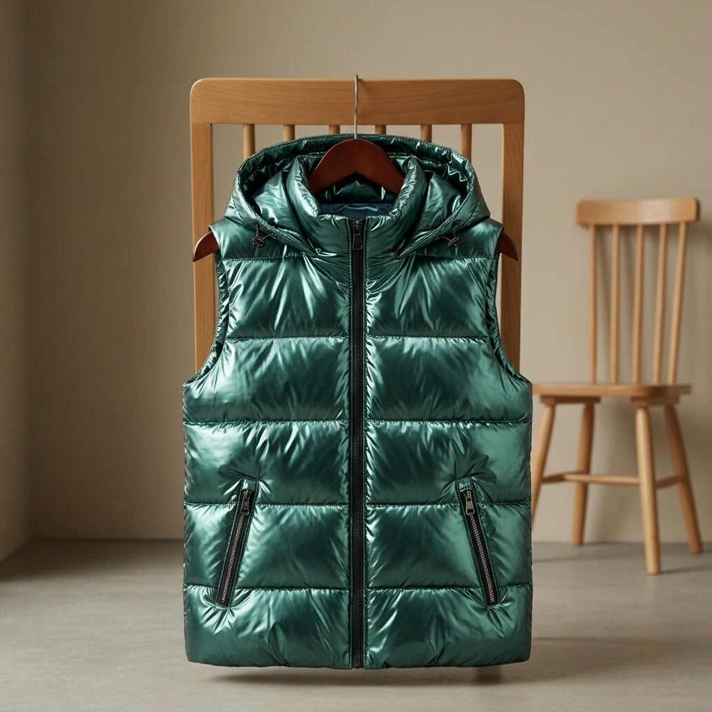Women's light gray quilted padded vest