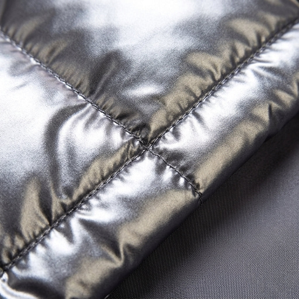 Women's light gray quilted padded vest