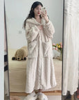 Women's long plush dressing gown robe