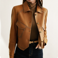 Anita | Women's Brown Leather Jacket Regular Fit