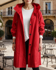 Women's silver mist hooded waterproof trench coat