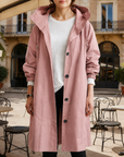 Women's silver mist hooded waterproof trench coat