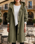 Women's silver mist hooded waterproof trench coat