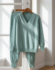 Women's green knit loungewear set