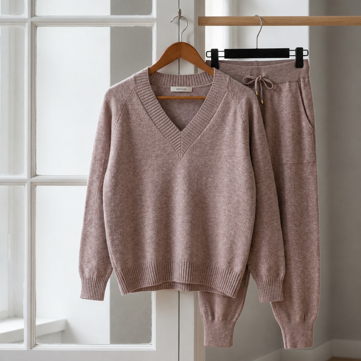 Women's green knit loungewear set
