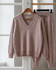 Women's green knit loungewear set