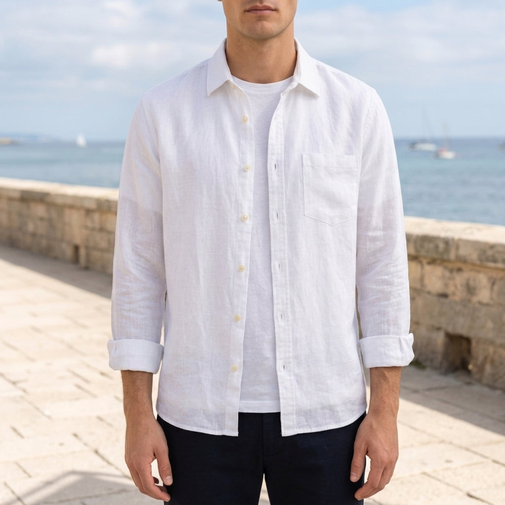 Men's beige linen shirt